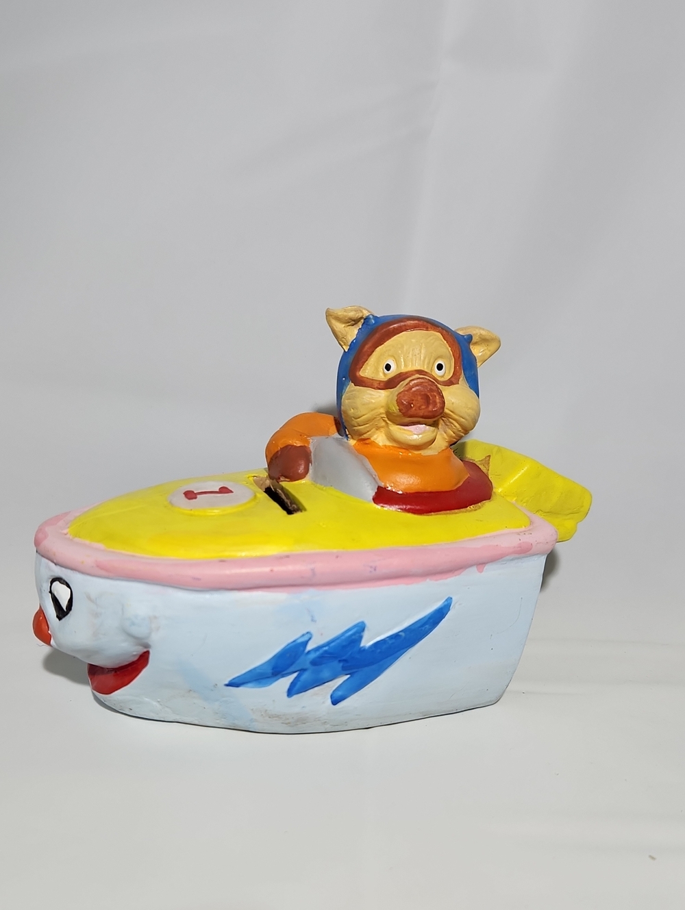 Vintage Handpainted Piggy Bank, Pig In Boat